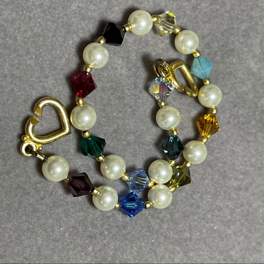 Gold Tone Swarovski Crystals Heart Toggle Bracelet